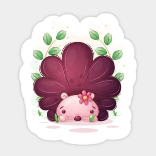 Cute hedgehog with flower Sticker